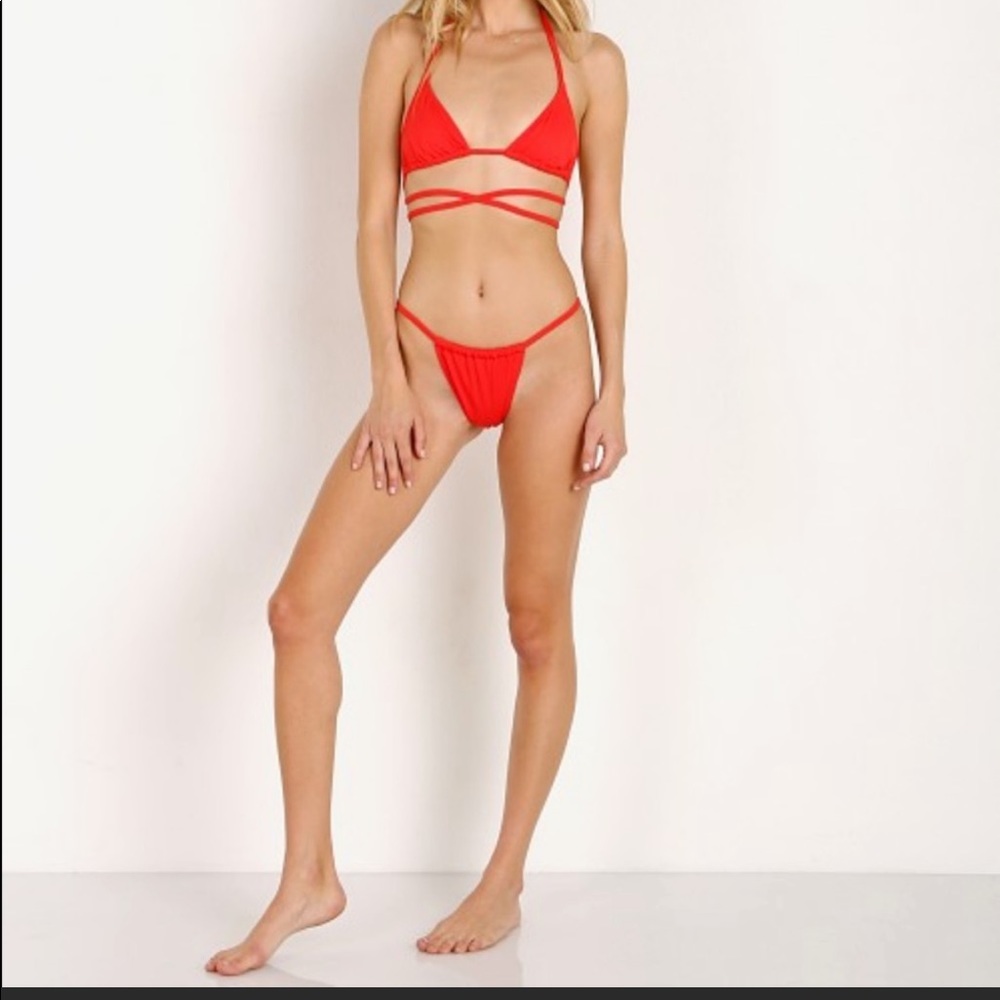 SOLID & STRIPED red Hannah bikini set